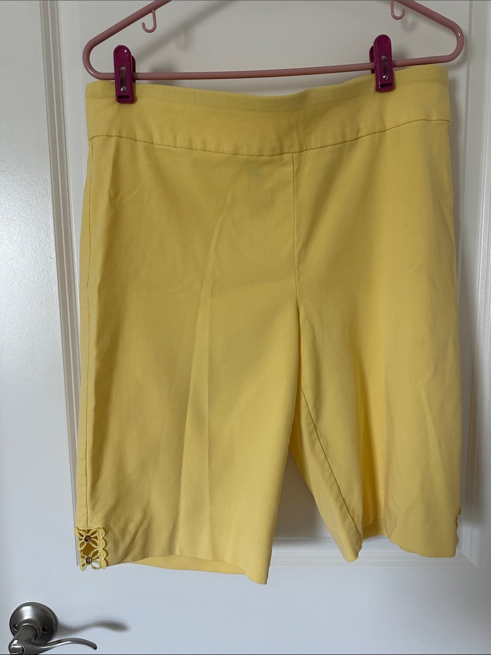 Counterparts Sunny Yellow Knit Bermuda Shorts with Lattice Hem